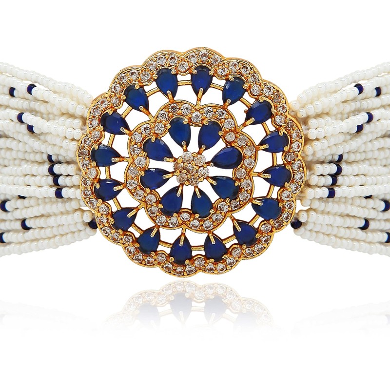 I Jewels Juego de gargantilla de perlas de Bollywood chapado
