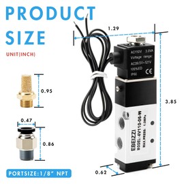 EBEIZZI Pneumatic Solenoid Valve Air Solenoid Valve DC12V/DC24V/AC110V Series Single Coil Pilot-Operated Electric 2 Position 5 Way Connection,AC110V/Out of line,1/8"NPT