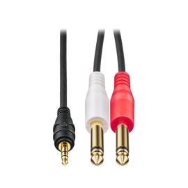 Audio-Technica Stereo Cable (φ0.14 inch (3.5 mm) Stereo Mini Plug to φ0.25 inch (6.3 mm) Mono Standard Plug x 2), 9.8 ft (3.0 m) Conversion Plug, AUX Cable, Audio Cable