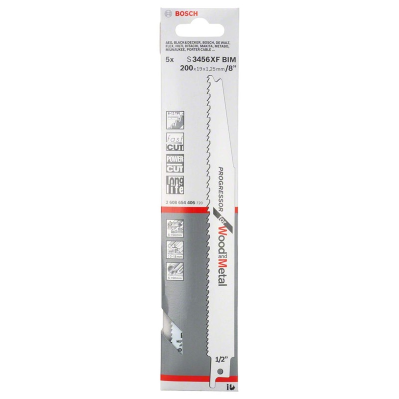 Bosch 2608654406 Sabre Saw Blade"S 3456 XF" (5 Piece)
