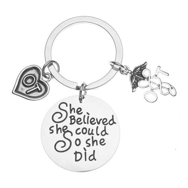 Occupational Therapy Keychain, She Believed She Could So She Did Key chain, Inspirational OT Key Ring Gift for Women