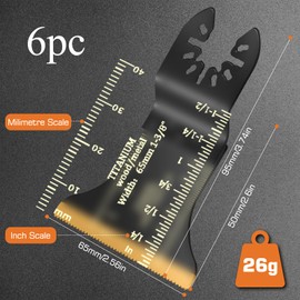 6 Pack Titanium Multi Tool Blades Broad Reach Oscillating Saw Blades Multitool Accessories Kit for Wood Metal Screws Plastic Compatible with Fein Multimaster Makita DeWalt Bosch
