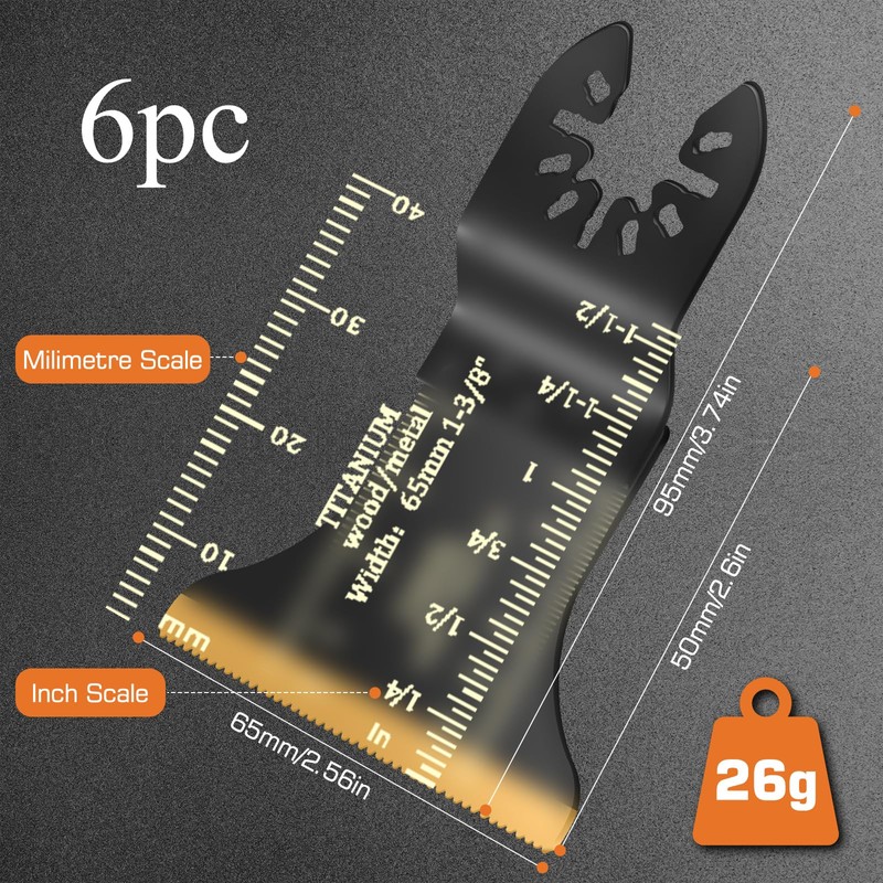 6 Pack Titanium Multi Tool Blades Broad Reach Oscillating Saw