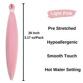 Light Pink Braiding Hair with Big Boho Curls Pre Stretched Hypoallergeic Colored 2317 Boho Hair for Braiding Knotless Synthetic Curly Crochet Bohomian Braids Non Toxic