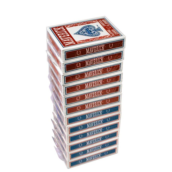 Maverick Standard Playing Cards 12 Pack, Poker Size Standard Index, 12 Decks of Cards (6 Blue and 6 Red), Blackjack, Euchre, Canasta, Pinochle Card Game