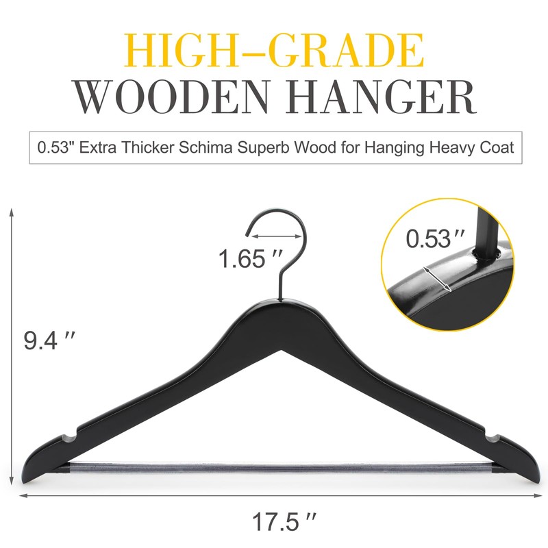 TOPIA HANGER Premium Wooden Hangers, Luxury Boutique Wood Hangers with