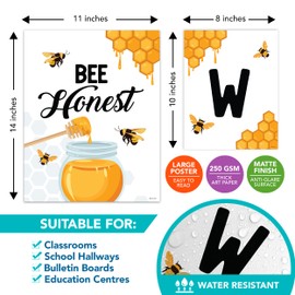 Decorably 15 Bee Teacher Decor Welcome Posters for Classroom - 11x14in Bee Poster Welcome Sign Classroom, Bee Classroom Decor for Teachers, Classroom Welcome Sign for Classroom Welcome Bulletin Board
