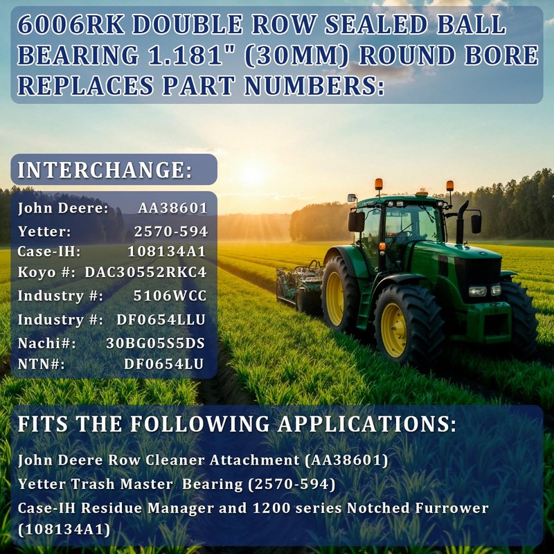 NOOTO 6006RK Double Row Sealed Bearing 30mm Bore for Farm