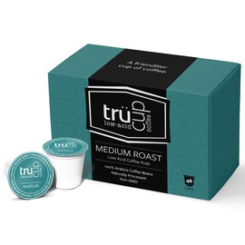trücup Low Acid Coffee - Medium Roast - 48 Count Single Serve Recyclable Coffee Pods- Smooth, Medium Roast- Can Be Gentle on the Stomach (Medium, 48)