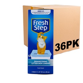 Fresh Step Drawstring Cat Litter Box Liners, Scented, Jumbo Size, 36" x 19" - 7 Count Per Box, 36 Boxes, Kitty Litter Bags, Cat Litter Liners for All Cats to Keep Your Home Clean