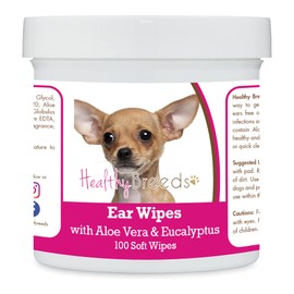 Healthy Breeds Chihuahua Ear Cleaning Wipes with Aloe & Eucalyptus for Dogs 100 Count