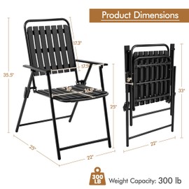 Yaheetech Folding Patio Chair Set of 8, Outdoor Dining Chair with Armrests, Plastic Patio Chair for Porch, Deck, Garden, Backyard, No Assembly Black