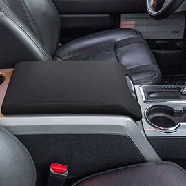 XYHGM Car Center Console Armrest Cover for F150 2009-2014 Leather Anti-Scratch Central ArmRest Box Lid Cover Cushion Protector Interior Accessories Not Fit for Jump Seat Console-Blue Stitches
