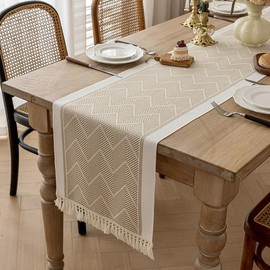 Modern Table Runner, Fashion Tablecloth, Table Runner, Outdoor Table Decoration, Table Runner, Dining Table Decoration, Table Runner, Washable, Festive Party Decoration (35 x 180 cm, Beige)