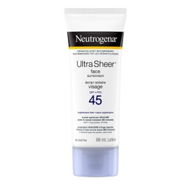 Neutrogena Ultra Sheer Face Sunscreen Lotion Broad Spectrum SPF 45, Dermatologist-tested, Oxybenzone-free, Non-comedogenic, Water Resistant & Non-Greasy, 88mL