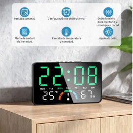 Reloj Despertador Digital De Pared Con Termómetro Y Calendario Meestory Negro                                                                         