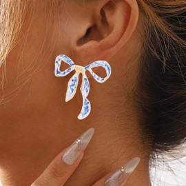 Bow Earrings for Women Chinese Earrings for Women Statement Bow Jewelry Lightweight Chinese Style Fashion Jewelry for Daily or Party Wear