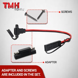 TMH 1 FT - 12 AWG SAE Connector Power Socket Sidewall Port, Flush Mount SAE Plug Adapter, Male to Female Extension Cable for Solar Generator Battery Charger with Mounting Screws (3 Pack)