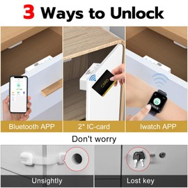 Eseesmart Smart Cabinet Lock, Hidden Magnetic Bluetooth RFID Keyless Drawer Lock, Baby Proofing Child Safety Cabinet Locks for Liquor File Cabinet Cupboard Desk Dresser Adults[Newest Version]