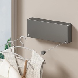 Retractable Clothesline Indoor, Clothes Line Retracting Outdoors, Wall Mounted Clothes Line Outdoors Set,13.8 Ft Heavy-Duty Retractable Laundry Line,Light Green - Size: Black-d