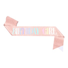 Birthday Sash for Girls,Birthday Girl Sash,Gold Birthday Sash for Women,Rose Gold Birthday Decorations,Birthday Gifts for Women,16th 18th 21st 25th 30th 40th 50th Birthday Party Supplies(Rose Gold)
