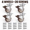 2-Inch Caster Wheels Set of 4 with Brakes & 20
