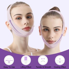 XBFOCNH Reusable chin strap, V-shaped chin face tightening band, V-shape face for double chin and sagging facial skin, purple
