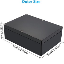 Otdorpatio Project Box ABS Black Electrical Boxes IP67 Outdoor Waterproof box Electronic Junction Box Power Enclosure with Cable Glands for DIY Project 11.4 x 8.3 x 3.9 inch (290x190x100mm)