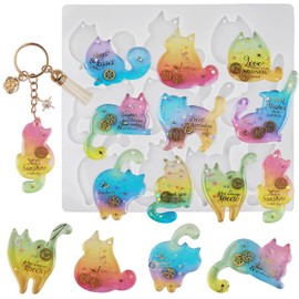 Cute Cat Resin Molds Silicone, 3D Animal Silicone Molds, DIY Epoxy Resin Casting Process, for Keychains, Bag Pendant Decoration