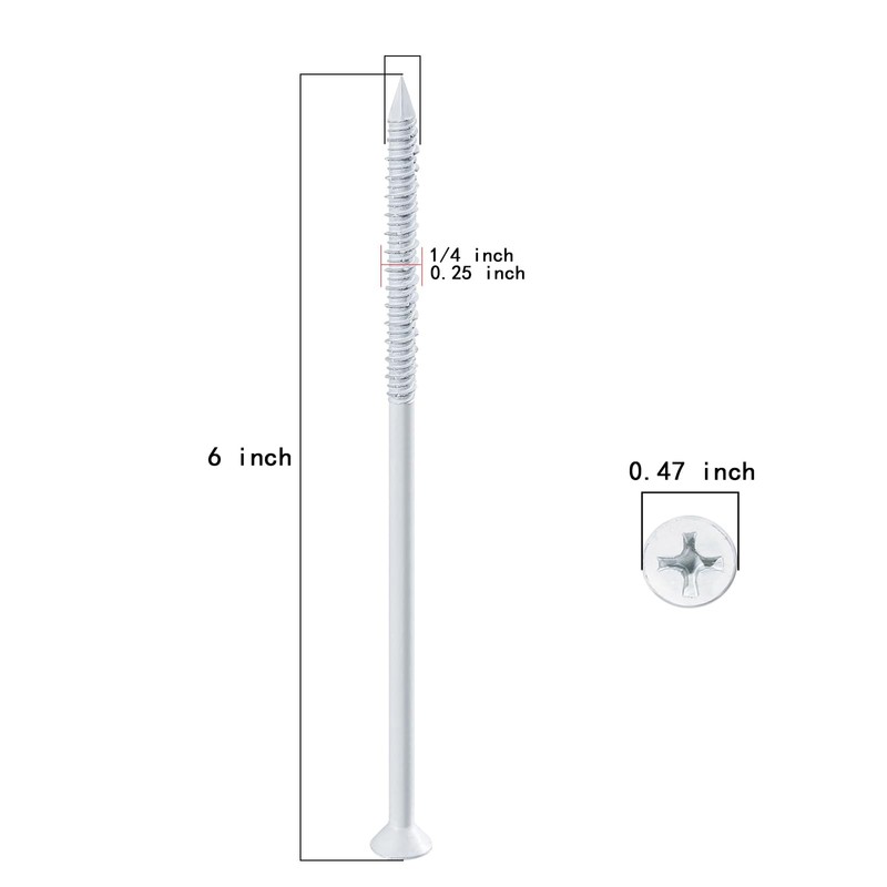 WenSilon(30 PCS) 1/4" x6 White Concrete Screw Anchor White Flat