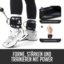Roar® - Foot Straps Cable Pull, Foot Cuffs Cable Pull, Set of 2 for Cable Pull, Foot Loop, Foot Cuffs, Kickbacks Loop, Fitness Cable Pull, Accessories Power Station