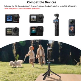 Osmo Action Mini Tripod Stand with Extension Rod for DJI Osmo Action 5 Pro/4/3, Osmo Pocket 3, GoPro Action Camera - Osmo Action Accessories
