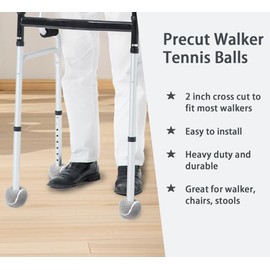 Tennis Balls for Walkers pre Cut Heavy Duty, Pre Cut Walker Tennis Balls for Furniture Legs and Floor Protection, Walkers Legs Universal Precut Glide Balls, Accessories Gifts for Seniors (Grey)