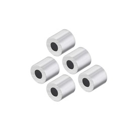 uxcell Aluminum Wire Rope Stop Sleeve Round Cable Ferrule Loop for 3/32" Wire Rope Pack of 5