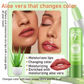 4PCS Aloe Vera Lipstick,Color Changing Lipstick,Moisturizing Magic PH Jelly Lipstick Set for Women,Tinted Lip Balm Long Lasting Waterproof Color Change Lip Gloss Makeup