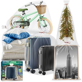 Meersburg Meersburg 40 x 60 Inches 2 Mil Clear Plastic Storage Bags, Extra Large Flat Plastic Bag, Ideal for Moving,Storage, Packing Suitcases Luggage, Strollers, Pillows, Bikes, Chairs (5 packs