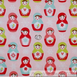 Riley Blake Designs BonEful Fabric FQ Cotton Quilt New Matryoshka Toy Russian Nesting Doll Snowflake