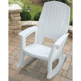 Semco Plastics SEMW Extra Large Recycled Plastic Resin Durable Outdoor Patio Rocking Chair, White