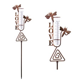 Voumsil Rain Gauge Outdoor,Dragonfly Rain Gauge with Thermometer for Measuring Precipitation, Garden Decoration.