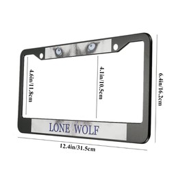 oFloral Lone Wolf Aluminum Alloy License Plate Frame Close-Up of Fierce Eyes Snowy White with Gray Fur Blue Pupil Applicable to US Standard Car Metal Car Tag Frame Cover Holder for Women Men(1 Pack)