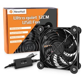 NewHail - Paquete de 1 ventilador USB silencioso de 120 mm, ventilador USB de 5 V, con driver de velocidad L/M/H de 3 grados, ventilador de enfriamiento de alto flujo de aire para módem enrutador,