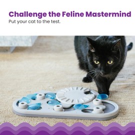 Catstages by Nina Ottosson Rainy Day Puzzle & Play Cat Puzzle Feeder – Interactive Treat Game for Indoor Cats, Level 3 Slow Feeder Enrichment Toy, 13.8" x 14"
