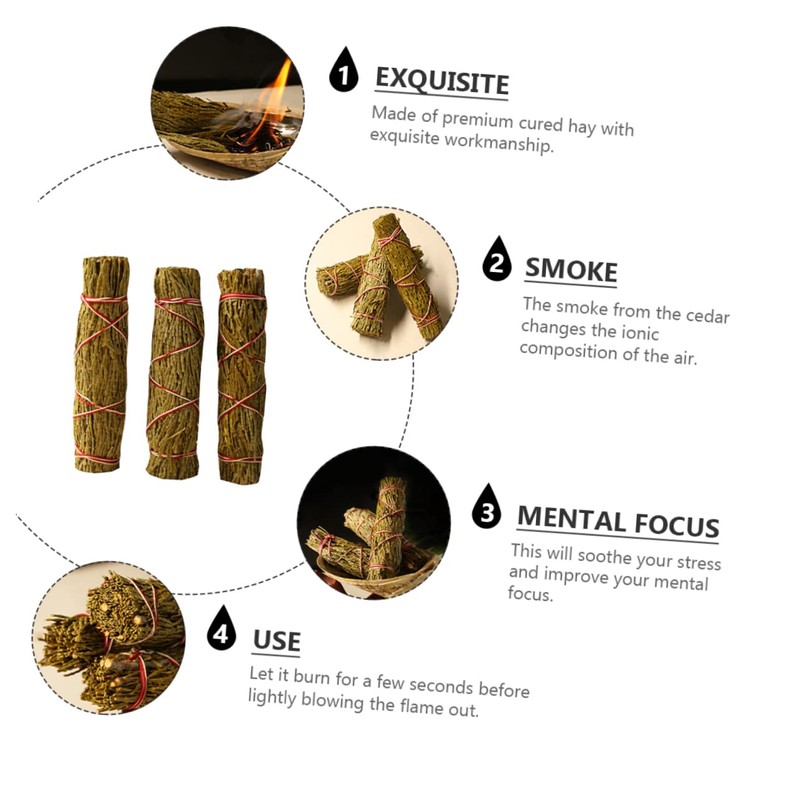 Mobestech 3pcs Cedar Stick Bundle for Air Purification and Meditation