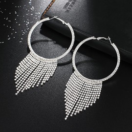 Stocking Stuffers Holiday Outfits for Women 2024 Rhinestone Earrings for Women Bridal Earrings Crystal Dangle Earring Gold Tassel Earrings Bridal Wedding Guest Dresses for Women
