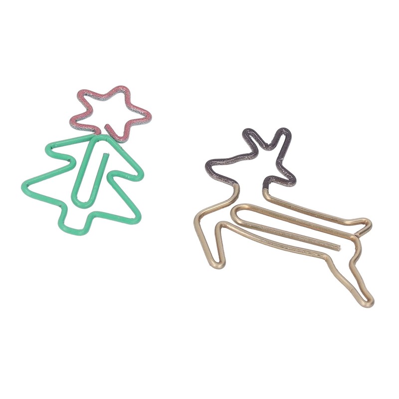 100pcs Paper Clips Lovely Christmas Tree and Deer Shape Metallic