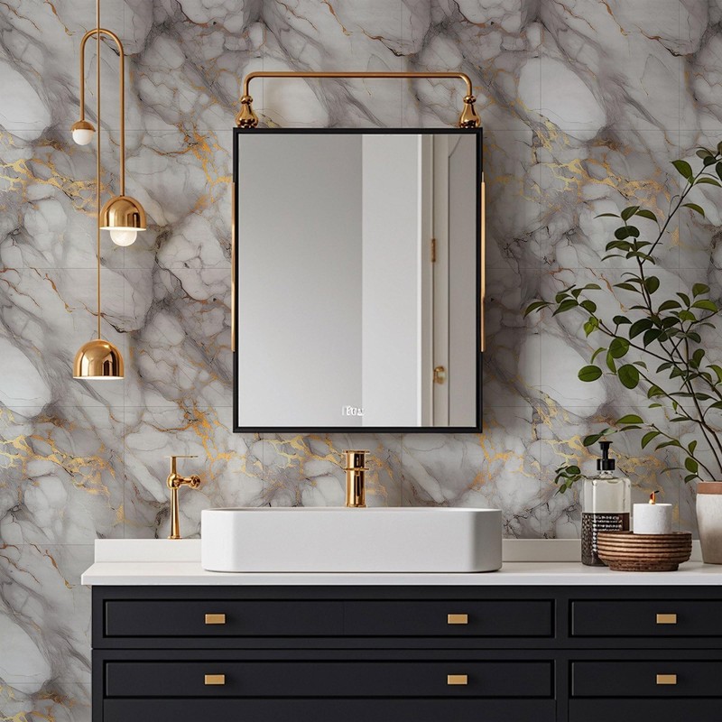 WAPANE Peel and Stick Tile Shower Waterproof Marble Tiles Wall
