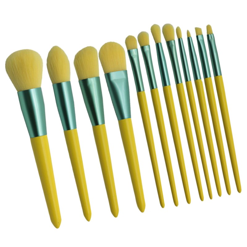 12pcs Cosmetic Brush Set Synthetic Fiber Wooden Handle Professional Makeup