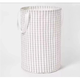 Room Essentials Scrunchable Clothes & Laundry Hamper White Black Basket B231
