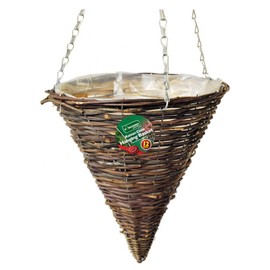 12 inch (30cm) Dark Rattan Cone Hanging Basket