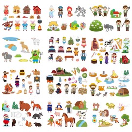 Windkream 12 Set Felt Board Stories Pieces Set Felt Animals Bible Fairy Tales for Preschool Animals Figures Flannel Board Stories for Toddlers Preschool Kindergarten Storytelling (Nursery Tales)